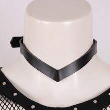1pc Women's Black Velvet O-Ring Leather Collar Holiday Gift - Black - View 4