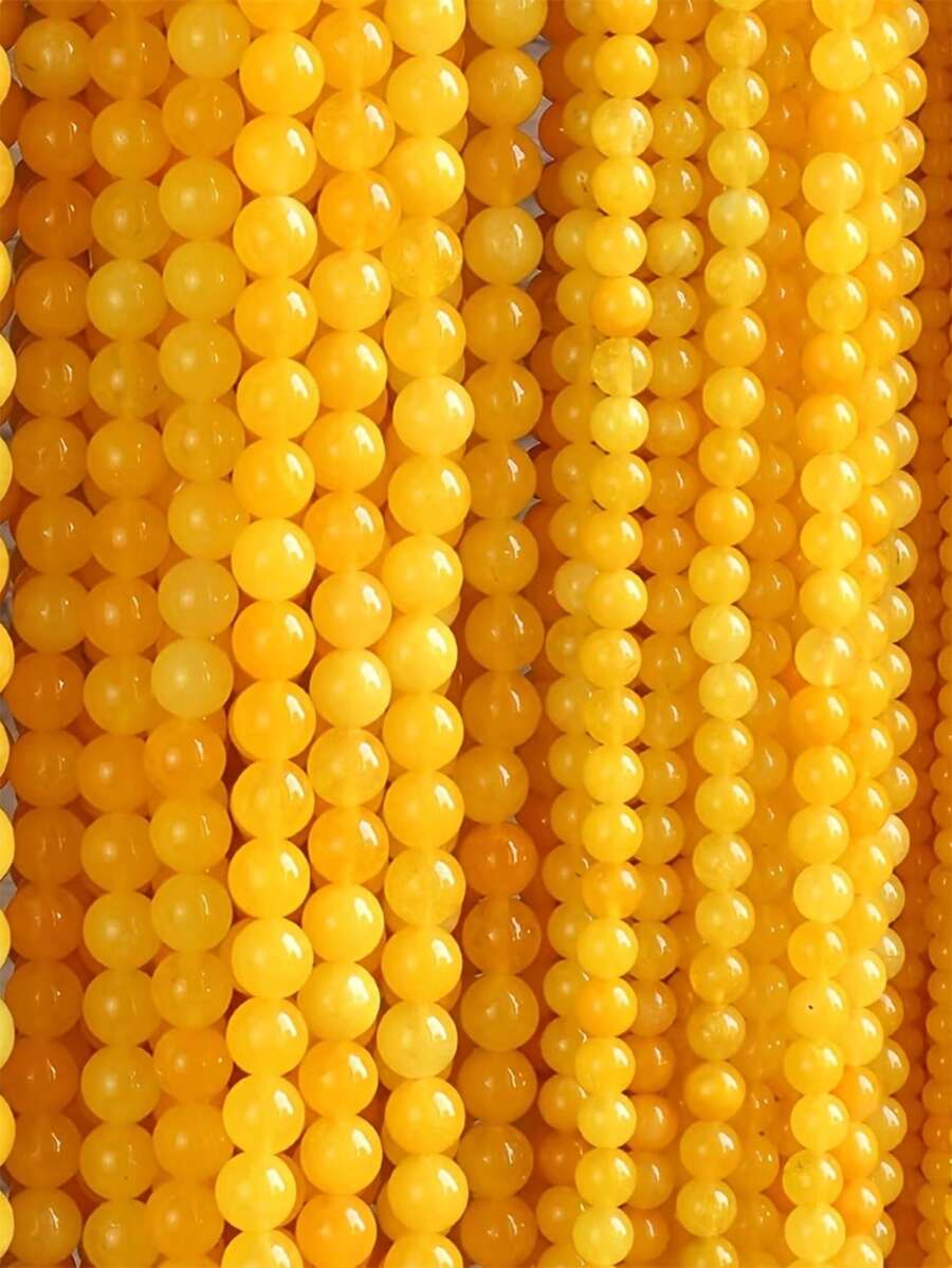 1 String Natural Stone Yellow Chalcedony Loose Round Accessories Beads For Lovers Holidays Gifts For Jewelry Making Diy Bracelet Accessories 6 8 10mm - Yellow - View 1