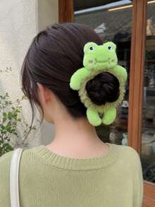 1pc Women's Sweet Cute Cartoon Frog Panda Plush Scrunchie Set, Autumn/Winter Ponytail Bun Hairstyle Hair Accessory Elastic Hair Tie - Multicolor - View 11