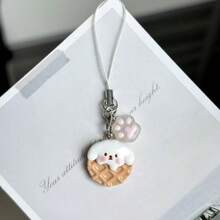 1pc Cute Cartoon Panda Cookie Cake Phone Charm Pendant, Realistic Food Toy Anti-Lost Couple Gift - Multicolor - View 11