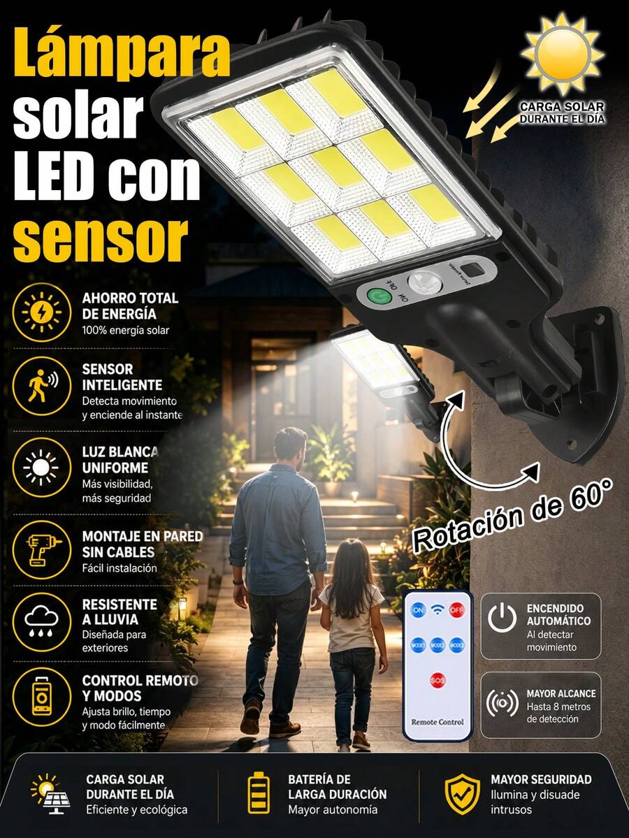 1/2pc Smart Outdoor Solar Light, 3 Lighting Modes, Motion Sensor, Auto On/Off, Remote Control, LED Solar Light For Garden, Patio, Pathway, Driveway, Lawn, Patio Lighting.