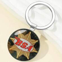 1pc 2D Vintage BSA Keychain, Metal Round, Retro Motorcycle Design, Perfect For Home, Car Keys And Bag Decoration, Ideal Gift For Christmas, Birthday And Father's Day - Multicolor - View 4