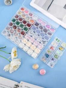 Transparent Plastic Jewelry Storage Box, With 56-4 Grid Removable Compartments. Suitable For Storing Earrings, Rings, Necklaces, Beads And Various Handmade Small Accessories. Portable Storage Design, Perfect For Travel, Back To School Season And Valentine's Day Use - Clear - View 3