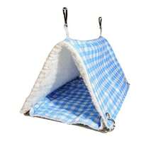 Rumah Burung Beo Tenda Segitiga, Hangat untuk Musim Gugur dan Musim Dingin, Sarang Beo Gantung, Kuning/Biru, 1 buah, Besar/Kecil - Karet Elastis Hitam - View 9