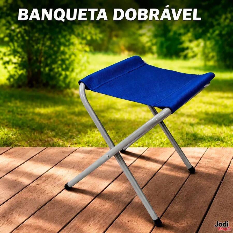 Banqueta Compacta Dobrável para Pescaria Viagens Eventos Filas e Áreas Externas - Azul - Visão 1