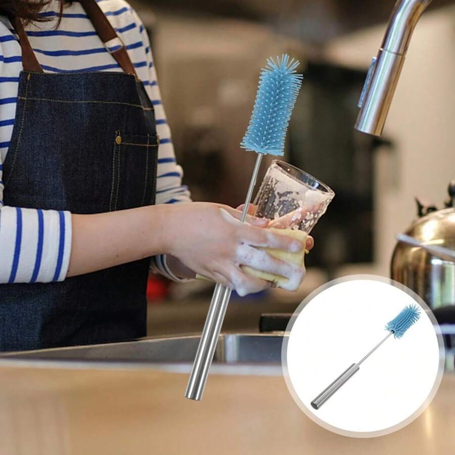 1pc Multi-Function Cleaning Brush With Handle, 360° Rotating Cup Brush, Easy Cleaning Without Dead Angles, Kitchen Cleaning Essential - Multicolor - View 1
