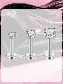 3/6pcs Lip Rings Medusa Piercing Jewelry,Stainless Steel Labret Jewelry Monroe,Different Size Tragus Nail Conch Cartilage Helix Earring Stud - Claw-set Round Zirconia - View 9