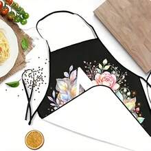 English Letter Print Apron, Durable And Easy To Clean, Polyester Material, Suitable For Kitchen Cooking, Cake Making, Outdoor Harvesting, Outdoor BBQ And Other Occasions. - Multicolor - View 4