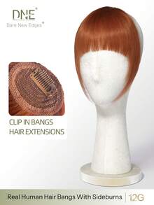 DNE HAIR 100% 真人髮夾式瀏海 350# 銅紅色 真人髮瀏海片附髮際線 女士與女孩適用，自然逼真日常配戴 - S350 - 查看 1