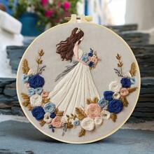 1PC 20*20cm/7.9*7.9in,A Beautiful Wedding Embroidery Kit, DIY Handmade Embroidery Set For Adult Beginners, Home Gift, Women's Sewing Gift, Including User Manual, Printed Pattern Fabric, Embroidery Frame, Needle And Thread. - A - View 15