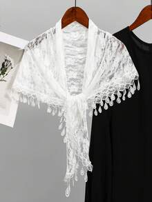 1件裝女款花卉蕾絲三角頭巾，波希米亞流蘇水滴形流蘇方巾，日常海灘度假髮飾頭帶，新娘髮飾 - 彩色 - 查看 5
