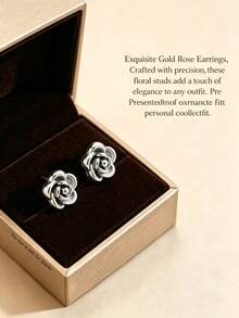 VceTd 3PCS Classic Elegant Style Rose-Shaped Stainless Steel Necklace/Earrings Jewelry Set For Women, Suitable For Daily Commute Wear Or Holiday Gift For Friends And Besties - Silver - View 6