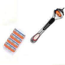 Men's 6-Blade Razor Set, Includes 1 Metal Handle And Multiple 6-Blade Replacement Cartridges, Reusable Blades - Provides A Comfortable And Smooth Shaving Experience - 5-blade Model - View 7