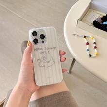 Casing Ponsel Minimalis Motif Dachshund dengan Tali Rantai Ponsel, Kompatibel dengan Apple 17 Pro Max/17 Pro Max/16/15/14/13/12/11, Pelindung Ganda Tahan Guncangan dengan Lubang Besar IMD - Putih - View 9