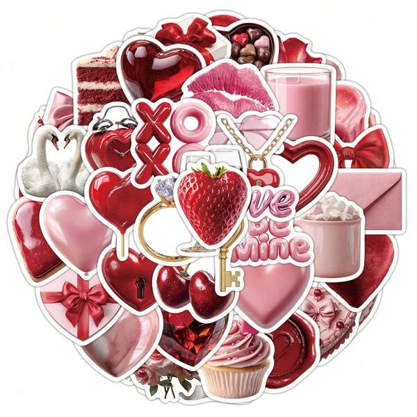 Romantic Love Doodle Sticker Pack 50 Sheets Aesthetic INS Valentine Waterproof Decoration For Cup Mobile Cover DIY Craft
