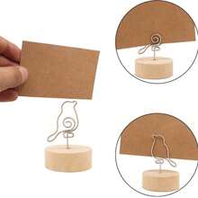 1PC Wedding Place Card Holder, Wooden Photo Clip Stand, Table Number Display Rack, Metal Wire Memo Clip, Rustic Desktop Decor, Mini Photo Holder, Business Card Holder, Desktop Memo Stand, Party Table Decoration, Office Desk Accessory - Multiple Styles - View 8