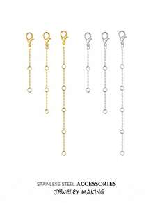 3 buah Rantai Perpanjang Kalung Stainless Steel Emas, Rantai Perpanjang Ekor, Cocok untuk Gelang dan Gelang Kaki, Perpanjangan Rantai Stainless Steel, Aksesoris Pembuatan Perhiasan - Berbagai gaya - View 7