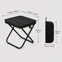 1pc Portable Crossbody Folding Stool, Lightweight Foldable Camping Chair, Mini Stool For Travel, Fishing, Train, Picnic, Queueing And Waiting - Black - View 11