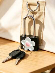 Metal Mini Padlock With Cute Translucent Flower Decoration, 2 Keys, Small Combination Lock, No Assembly Required, Small Luggage Padlock, Metal Key Padlock, Suitable For Luggage, Pencil Case, Backpack, Travel Accessories, School Locker, Sports Locker, Fence, Toolbox, Perfect For Graduation Season, Back To School Season, Teacher's Day Gift, Travel Accessory - Multicolor - View 5