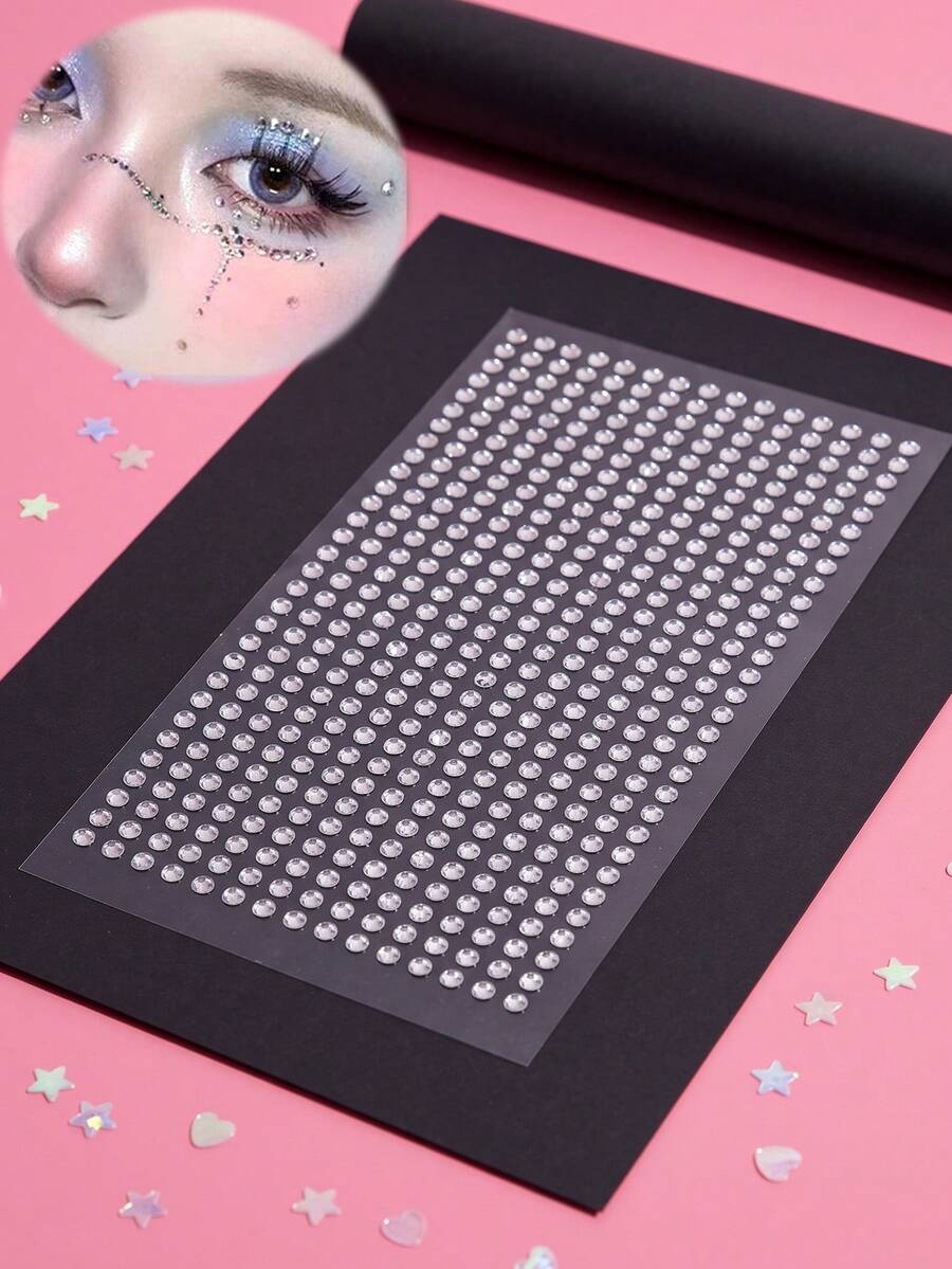 Face Gems Fake Piercings,Fake Nose Ring Fake Lip Ring Fake Eyebrow Piercing,Fake Lip Piercing Self-Adhesive Face Sticker,Silver Punk Halloween Makeup - White - View 1