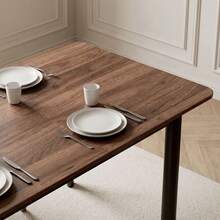 jiexi Expandable Dining Table, 160-200cm Walnut Rectangular Kitchen Table With Metal Legs, Space Saving For Living Room, Apartment - Walnut - View 6