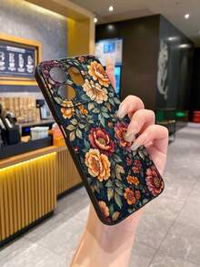 1 buah Casing Pelindung Kamera Ponsel Motif Bunga Pink & Kuning, Dicetak UV, Kompatibel dengan Model /Galaxy/Android - Hitam - View 8