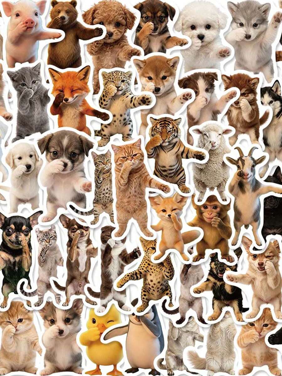 50張/包趣味跳舞動物貼紙,適用於筆電、吉他、筆記本、手機、行李箱、文具的裝飾貼紙 - 彩色 - 查看 1