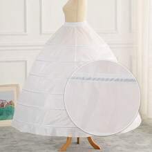 1pc 6-Hoop A-Line White Wedding Petticoat, Crinoline, Elastic Waist, Suitable For Wedding, Ball, Cosplay And Formal Occasions - Multicolor - View 2