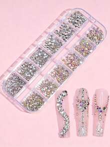 12-Grid Boxed Multi-Color Flat-Back Rhinestones Nail Art Decorations - Multicolor - View 3