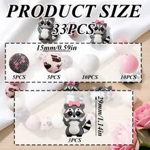 33PCS New 3D Animal Series Silicone Beads Set, Giraffe Leopard Zebra Duck Cat Shaped Design, Multiple Colors Round Beads, Suitable For Jewelry Making, Perfect For DIY Bracelets, Lanyards, Beaded Pen Accessories, Holiday Decorations And Other Handmade Crafts - New 3D Animal - View 17