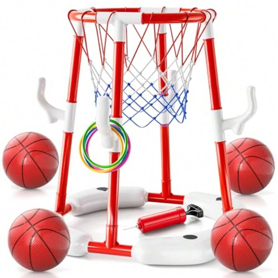 Juguetes de Aro de Baloncesto para Piscina para Niños de 4-8 y 8-12 años y Adultos, Juegos de Piscina al Aire Libre de Verano, Juegos de Agua para Familias y Fiestas para Niños, Juego de Aro de - como en la imagen - Ver 1