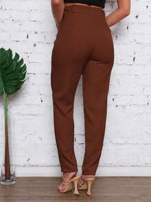 Women Suit Pants - Rust Brown - View 3