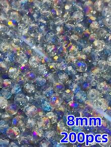 100顆 8mm 高級扁圓散珠水晶玻璃珠，手工DIY珠寶手鍊項鍊配件 - 艷金色 - 查看 7