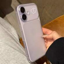 1 buah Casing Ponsel Minimalis Motif Dua Hati Kecil Lucu dengan Jendela Besar, Premium Transparan, Perlindungan Penuh TPU, Anti-Jatuh, Cocok untuk iPhone 17 16 15 14 13 12 11 Pro Max/Plus, Pelindung Anti-Sidik Jari - Clear - View 3