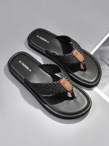 Men's Casual Flip Flops, Non-Slip Comfortable, Multi-Functional Beach Slippers, Spring/Summer Style, Suitable For Spring/Summer, Beach, Vacation And Various Occasions - Black - View 2