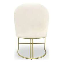 Poltrona Cadeira Lua Base Metal Dourado Tecido Bege - Bege - Visão 4
