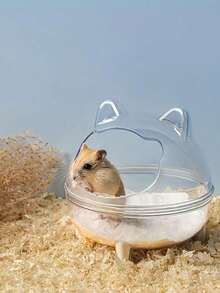 1pc Hamster Sand Bath Bathroom, Pet Hamster Bathing Sand Room, Small Animal Toilet Large Space Transparent Shower Room, Hamster Sand Bath Container Cage Accessory - one-size - View 1