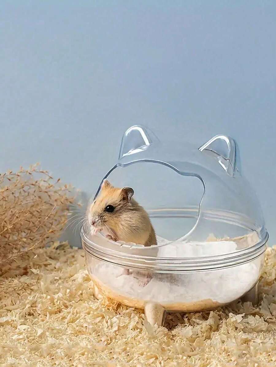 1pc Hamster Sand Bath Bathroom, Pet Hamster Bathing Sand Room, Small Animal Toilet Large Space Transparent Shower Room, Hamster Sand Bath Container Cage Accessory - one-size - View 1