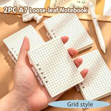 2pcs A7 Transparent Loose-Leaf Notebooks, With Removable Grid Inner Pages, 80 Pages Per Book, Mini Notebook For Students And Office Use, Replaceable Inner Pages, Back To School Gift, Ideal Choice For Halloween And Christmas Gifts - Multicolor - View 11