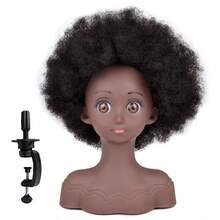 Afro Mannequin Heads With 100%Real Hair With Adjustable Tripod Hairdressing Dolls Training Head For Practice Styling Braiding - View 10