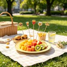 100pcs Mixed Hamburger And French Fries Bamboo Skewers, Disposable Picks, Suitable For Sandwiches, Cakes, Desserts, Party And Event Decoration - Multicolor - View 6