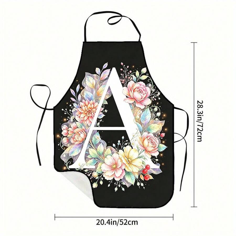 English Letter Print Apron, Durable And Easy To Clean, Polyester Material, Suitable For Kitchen Cooking, Cake Making, Outdoor Harvesting, Outdoor BBQ And Other Occasions. - Multicolor - View 1