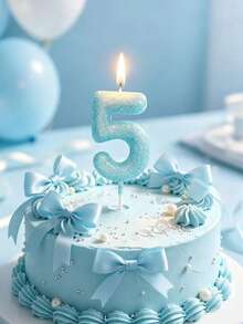 Light Blue Sprinkle Digit 0-9 Birthday Party Theme Cake Decorative Candles - Light Blue - View 1