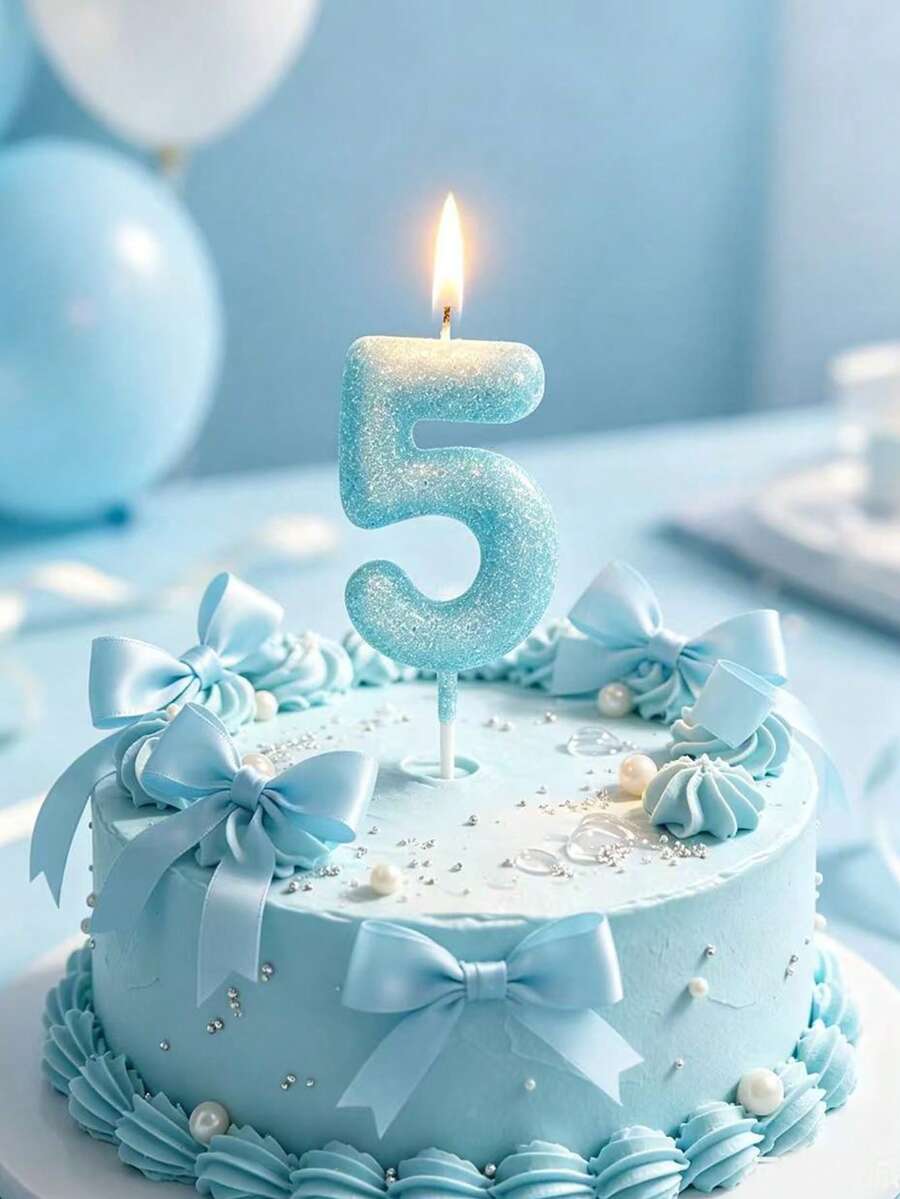 Light Blue Sprinkle Digit 0-9 Birthday Party Theme Cake Decorative Candles - Light Blue - View 1