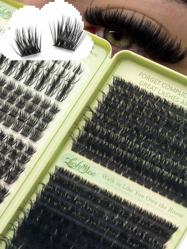 460 Clusters Large Capacity D-Curl Fluffy False Eyelash Book, 120D+200D Dual Density Combination, 8-16MM Mixed Length, Segmented Single Cluster Design For Free Matching, Create Dense Voluminous And Natural Gradient Eye Makeup, Lightweight Soft Fit To Eye Shape, Comfortable Wear Without Pressure, Reusable, Beginners Can Easily Complete DIY Eyelash Styling At Home, Enlarge Eyes And Enhance Makeup Sophistication