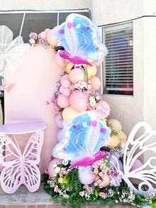 1/2pcs Colorful Butterfly Aluminum Foil Balloons, Suitable For Birthday Party, Anniversary, Wedding, Baby Shower, Garden Yard Events And Home Decor - Multicolor - View 1