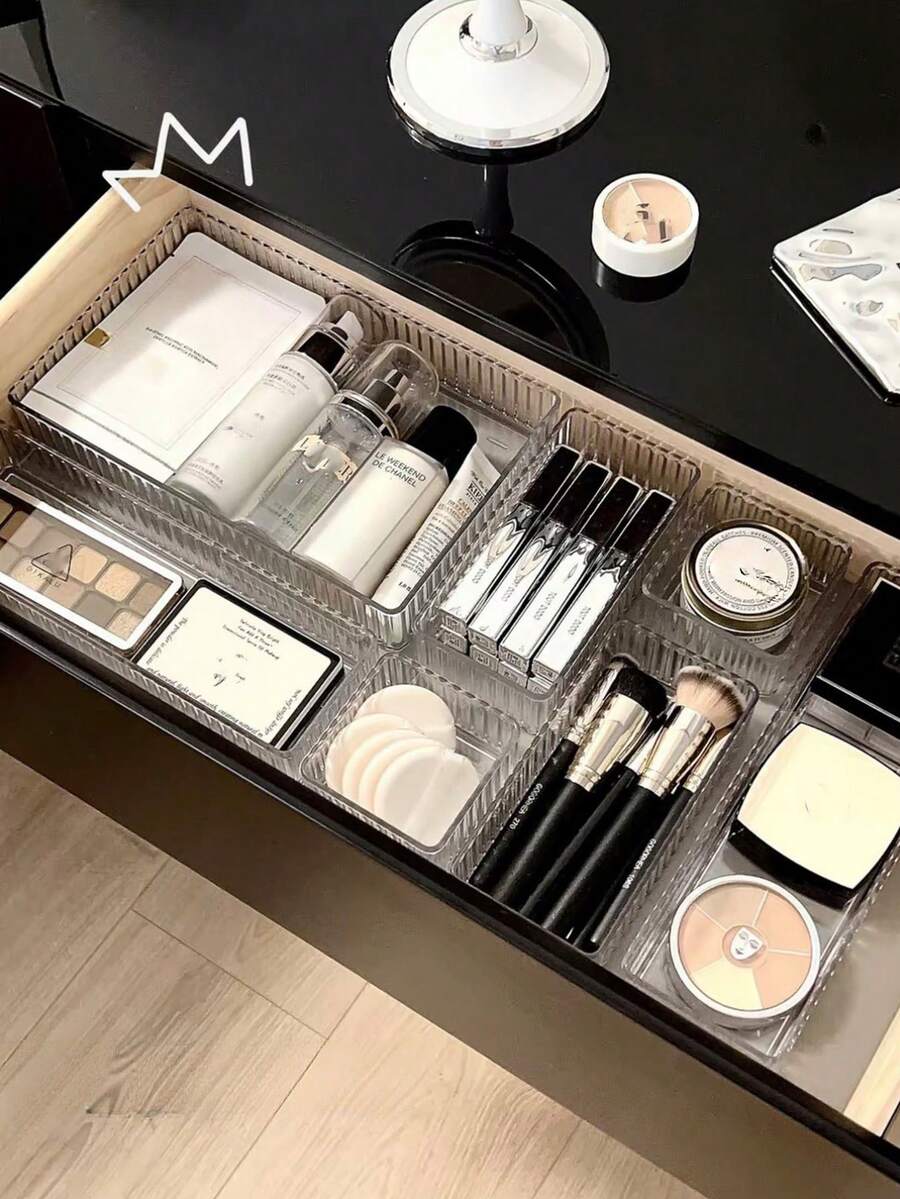 8/7/6/1pc Transparent Cosmetic Storage Box, Desktop Storage, Drawer Storage, Countertop Storage, Stackable Storage, Bedroom Decor, Holiday Decor, Room Decor, Home Decor Storage, Suitable For Organizing Cosmetics - Clear - View 1