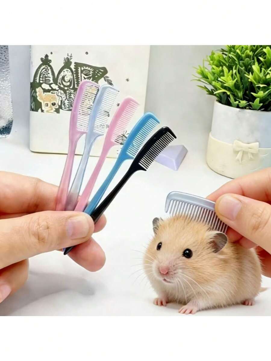 10pcs Mini Pet Grooming Brush Set, Hamster Mini Comb, Random Color Compact Plastic Comb, Small Pet Mini Grooming, Fun Design And Vibrant Colors, Soft And Anti-Tangle, Suitable For Hamsters, Guinea Pigs, Rabbits, Ferrets - Soft Anti-Tangle Hair Cleaning Comb, Used For Small Animal Care, Daily Grooming, Cage Cleaning And Detangling, Perfect For Daily Grooming And Cleaning, Ideal Choice For Small Animals, Pet Supplies - Multicolor - View 1