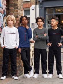 Purechapter 4pcs/Set Tween Boy Fashion Crew Neck Long Sleeve T-Shirt, Suitable For Casual Layering, Outdoor Activities, Spring/Autumn Daily Wear - Multicolor - View 6