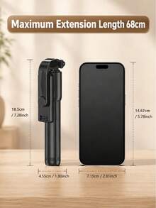 Palos Selfie Bluetooth Trípode Multifuncional Extensible con Control Remoto Soporte para Teléfono Trípode para Transmisión en Vivo Fotografía Multifuncional Accesorio de Viaje Universal para Selfie - Negro - Ver 3
